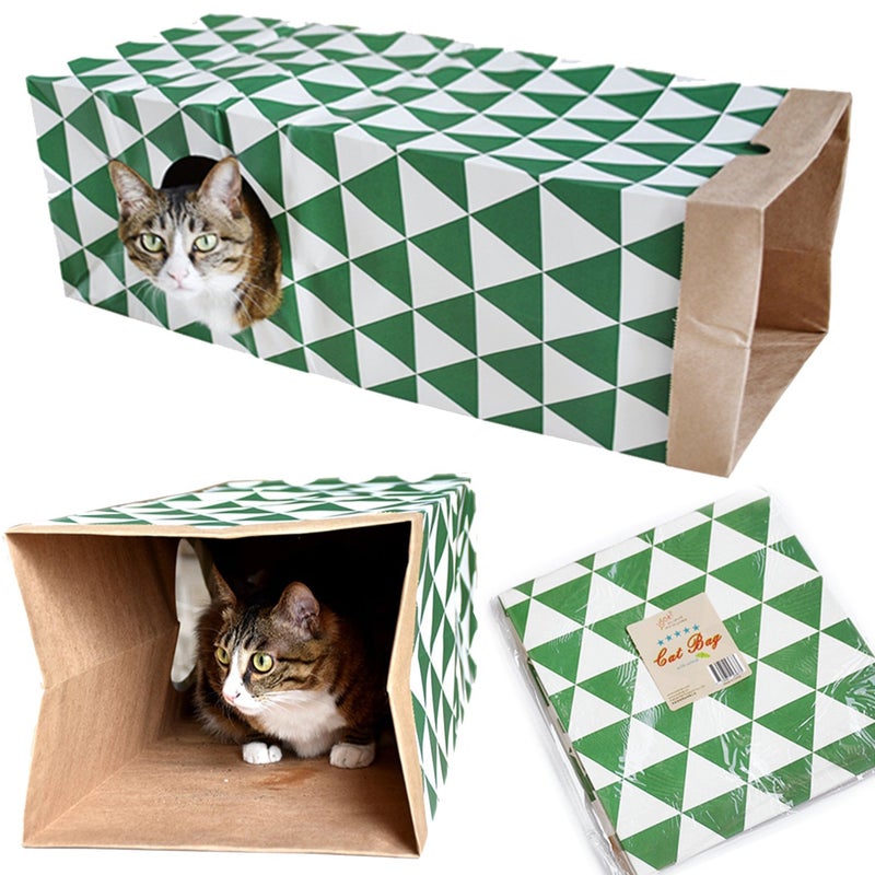 JZMYXA Cat Paper Bag Tunnel Toy Collapsible Tunnel for Rabbits, Kittens, Ferrets, Pet Paper House - Image 1